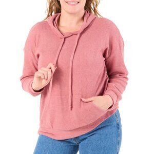 ZELOS Women's Rose Rogue Ribbed Pullover Hoodie Size S